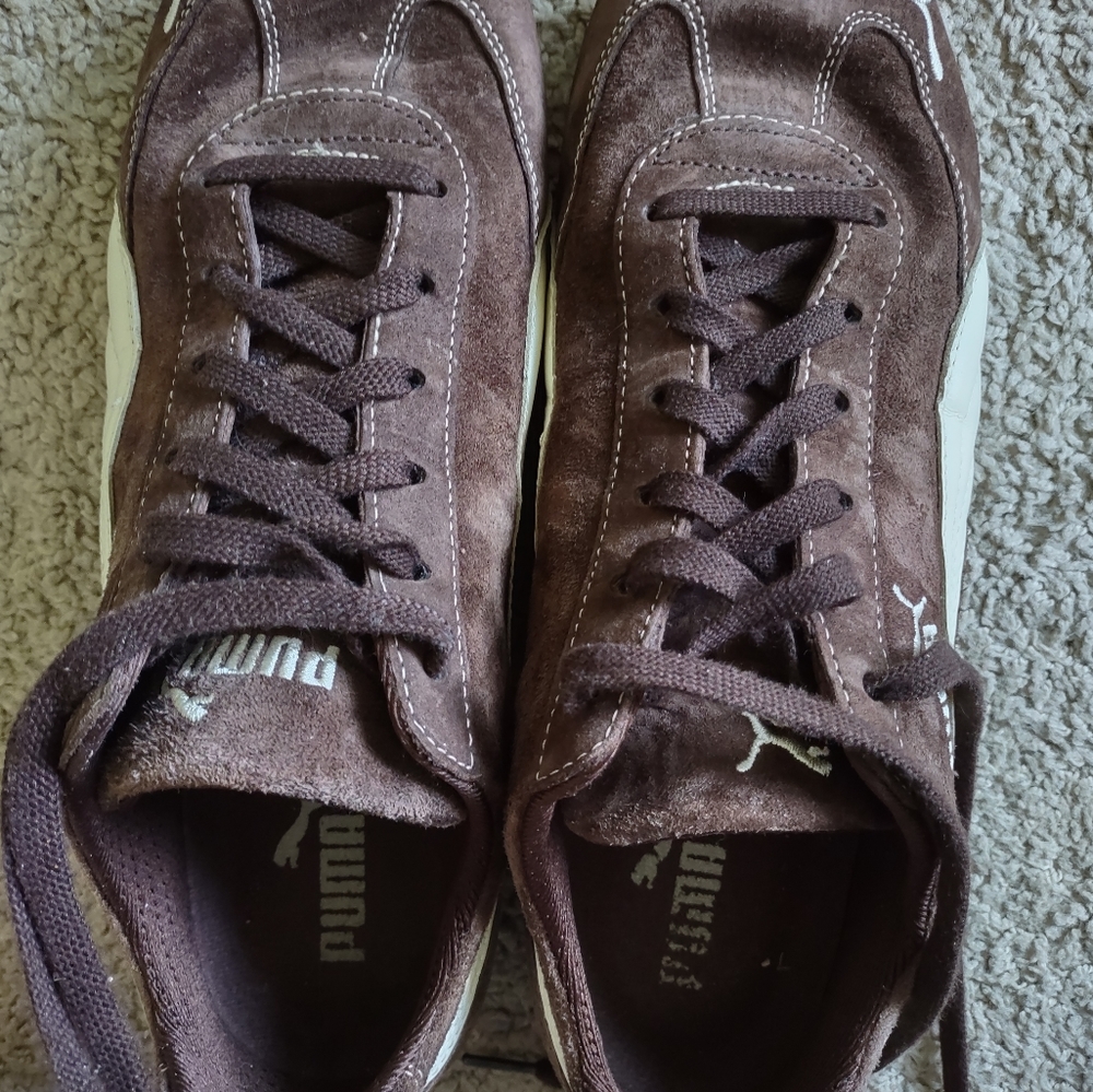 Puma size 12.  Brown and white